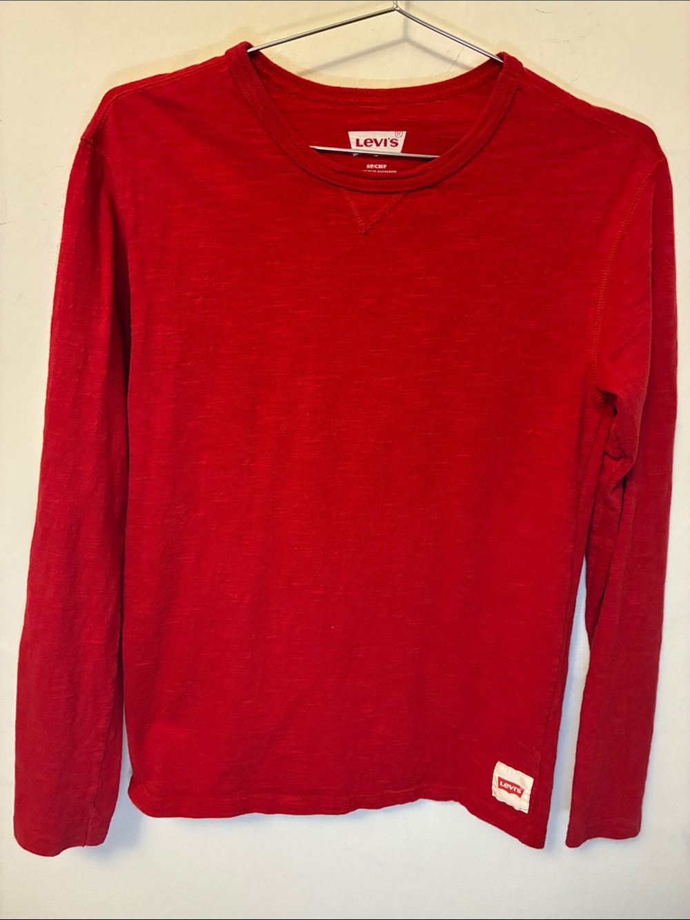 Vintage Levis 💯 Cotton Red Long Sleeve Crewneck T Shirt